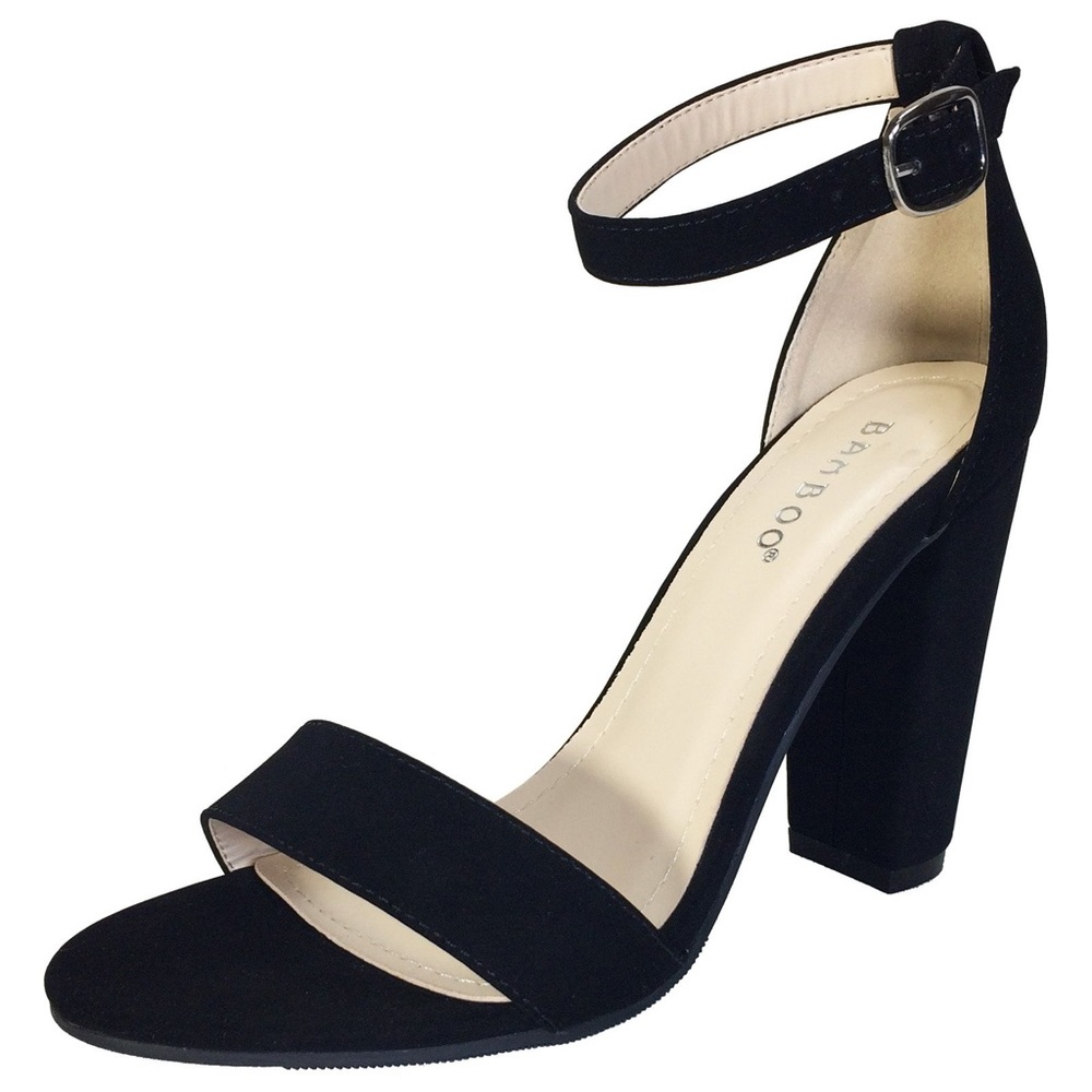 Bamboo: Velvet Opentoe Block Heel Wedge - 8.5